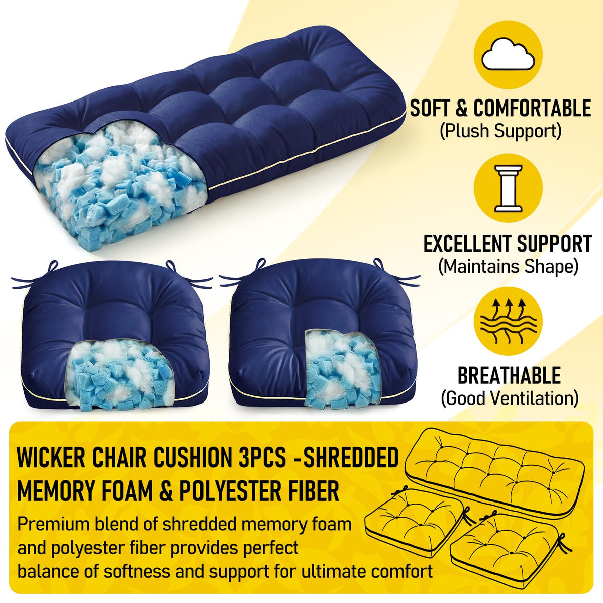1 MIDDLE ONE Oxford fabric cushion resists moisture and fading