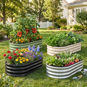 1MORE 4x2x1 ft metal garden bed installed in yard