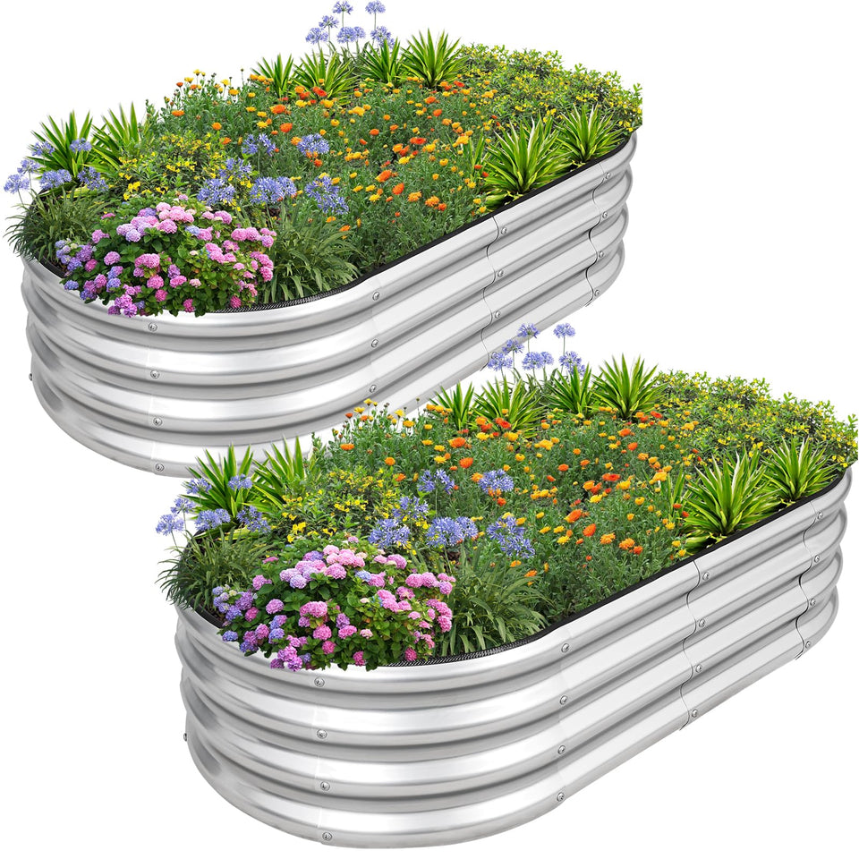 1MORE galvanized raised garden bed side view for versatile planting in a 4x2x1 ft frame