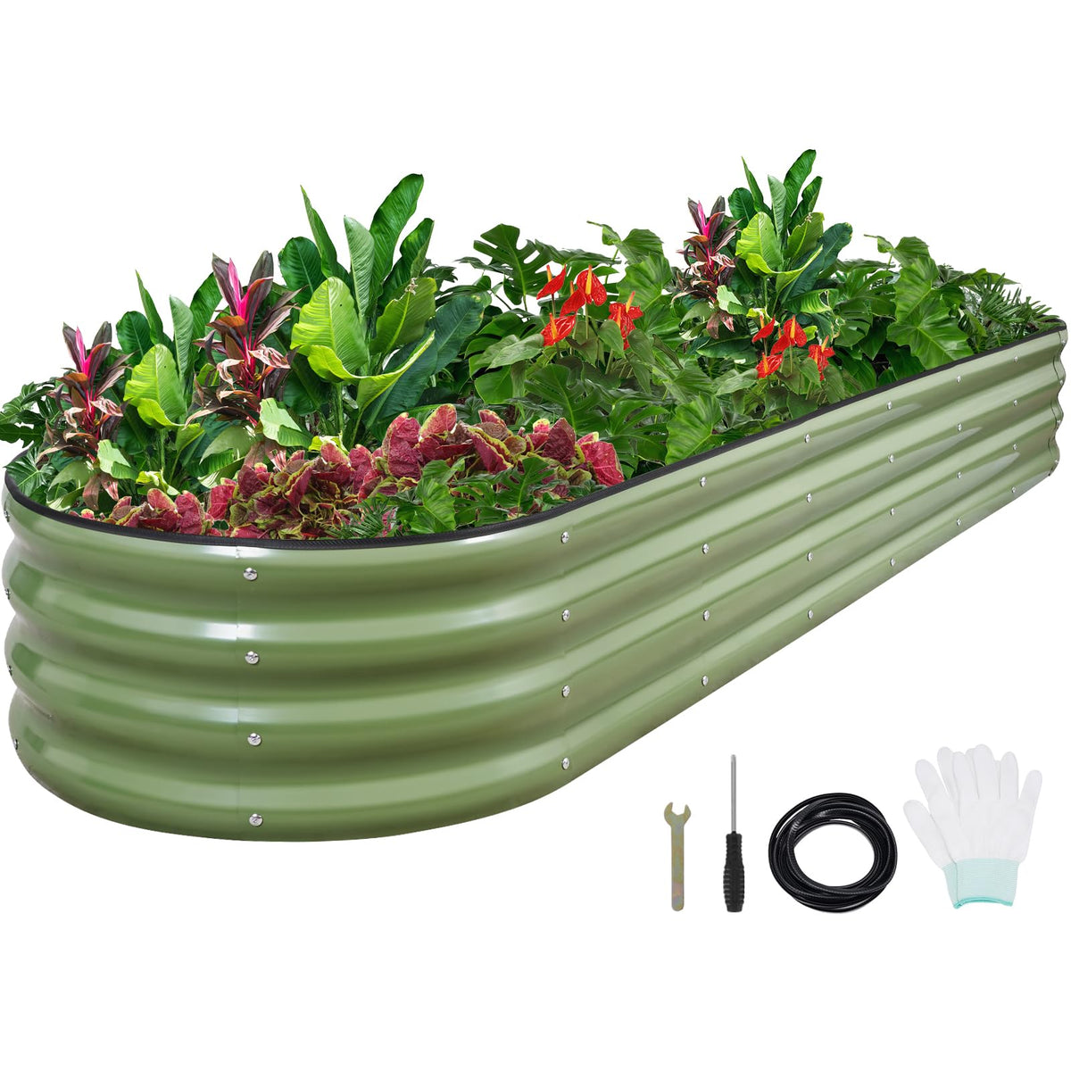 1MORE galvanized raised garden bed assembly view highlighting durable metal construction.