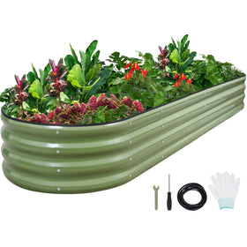 1MORE galvanized raised garden bed assembly view highlighting durable metal construction.