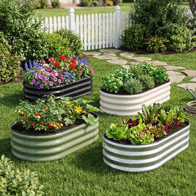 1MORE 4x2x1 ft planter accommodates vegetables, flowers, and herbs.