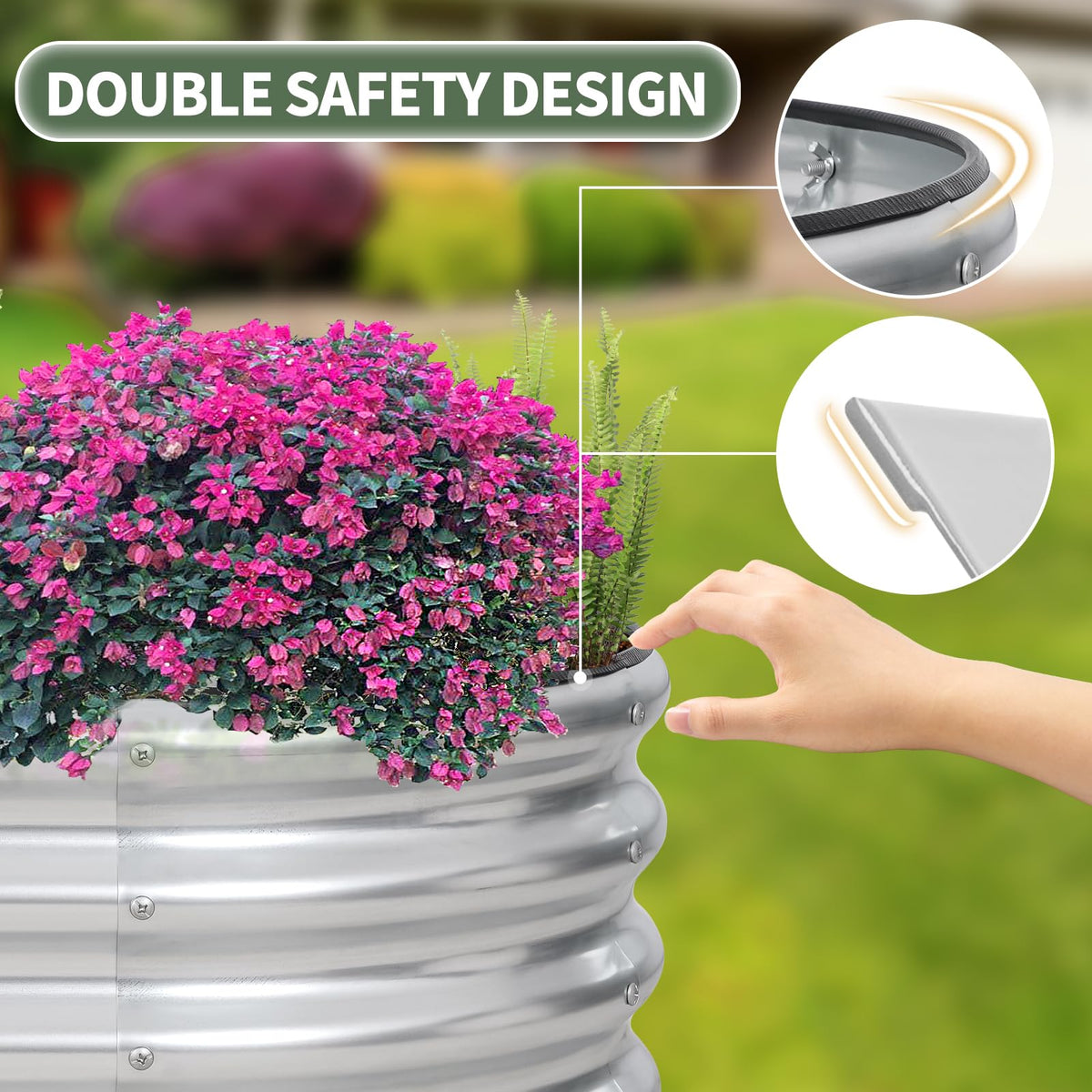 1MORE galvanized planter with tool-free assembly for quick setup.