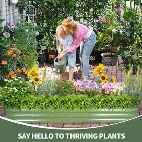 1MORE Galvanized raised garden bed green design blends with outdoor spaces