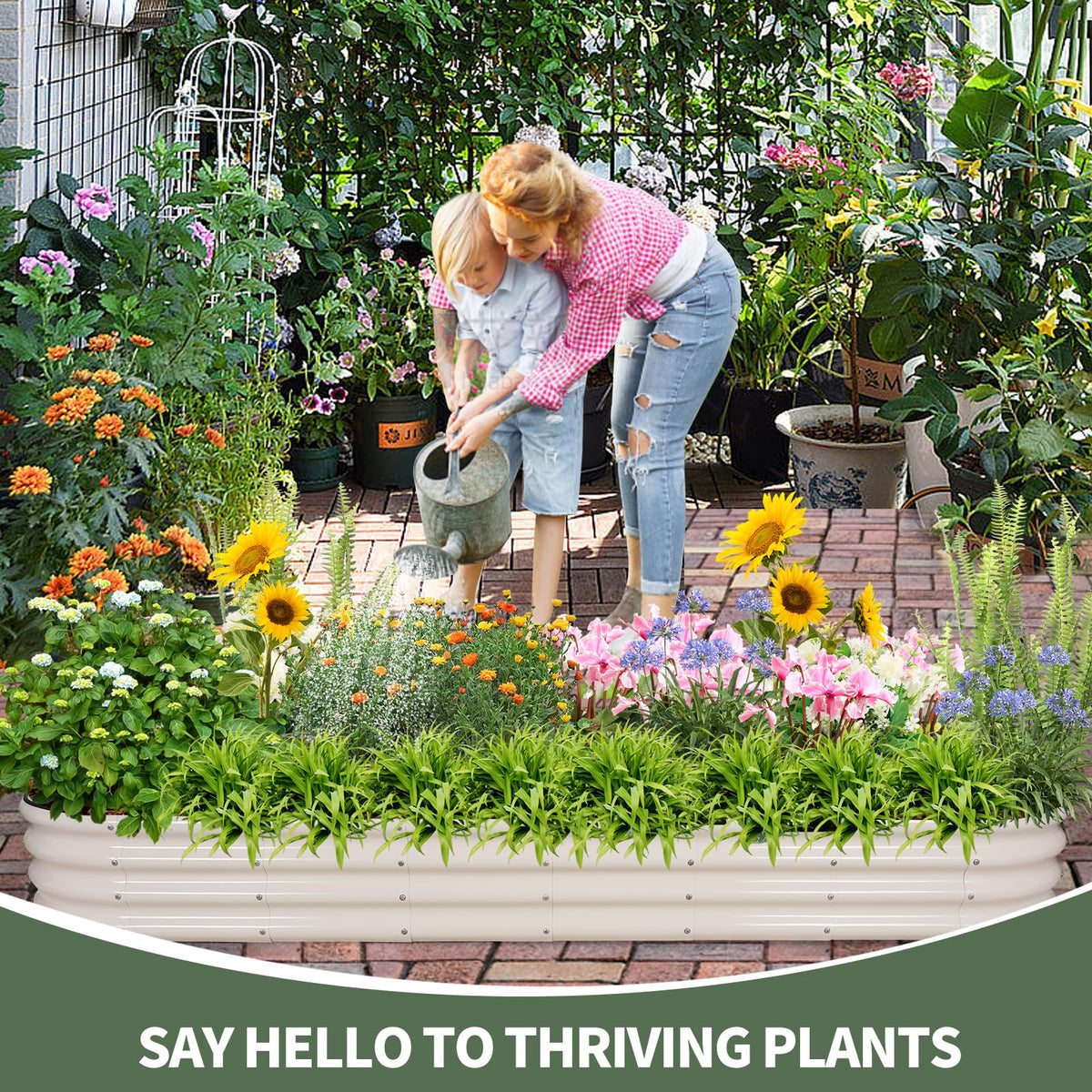 1MORE garden bed decoration in outdoor setting highlights versatility.