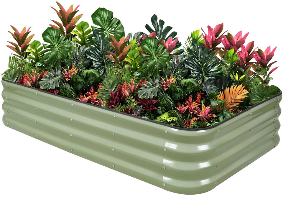 1MORE Raised Garden Bed closeup panel shows a durable galvanized finish.