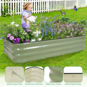 1MORE Raised Garden Bed in-use with herbs and vegetables outdoors.