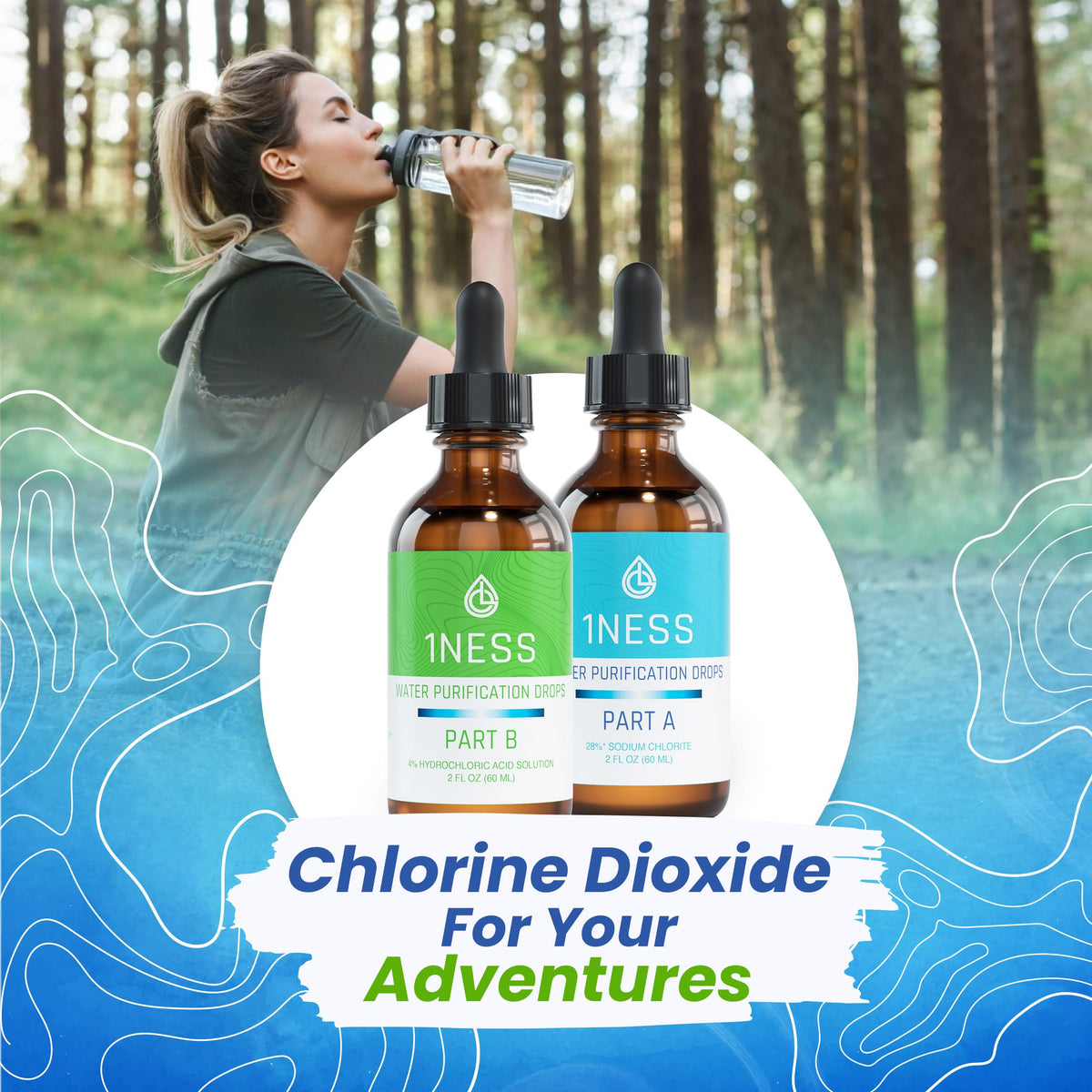 1NESS PRODUCTS chlorine dioxide kit bottle B for safe mixing and use