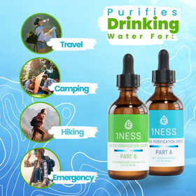 1NESS PRODUCTS chlorine dioxide kit packaging with compact travel-ready design