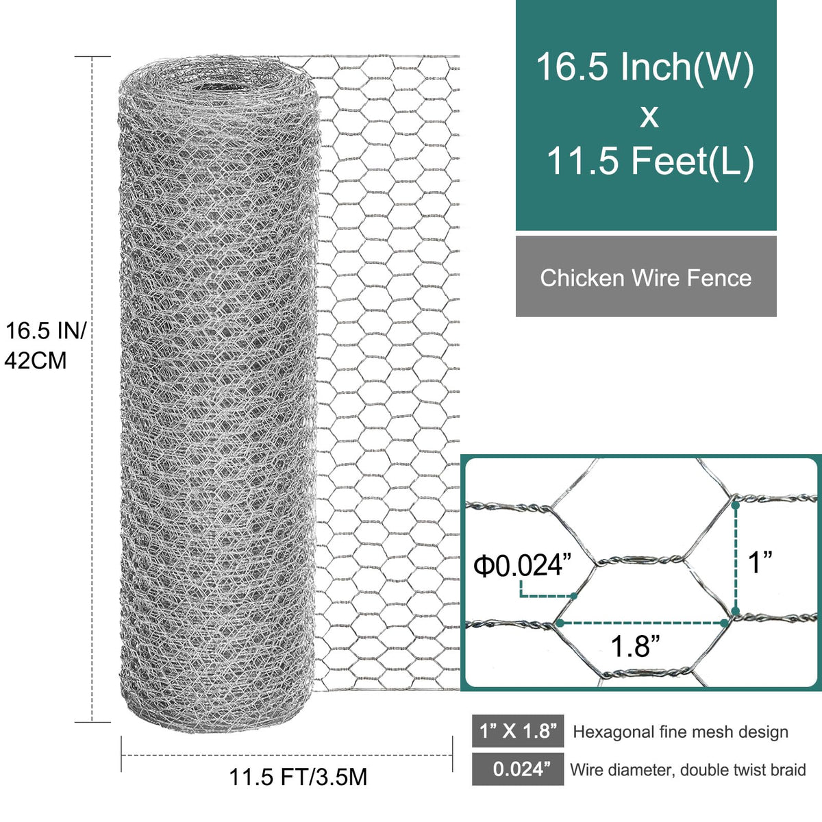 Close-up of 24 Rifny hexagonal 1-inch mesh for strong outdoor use