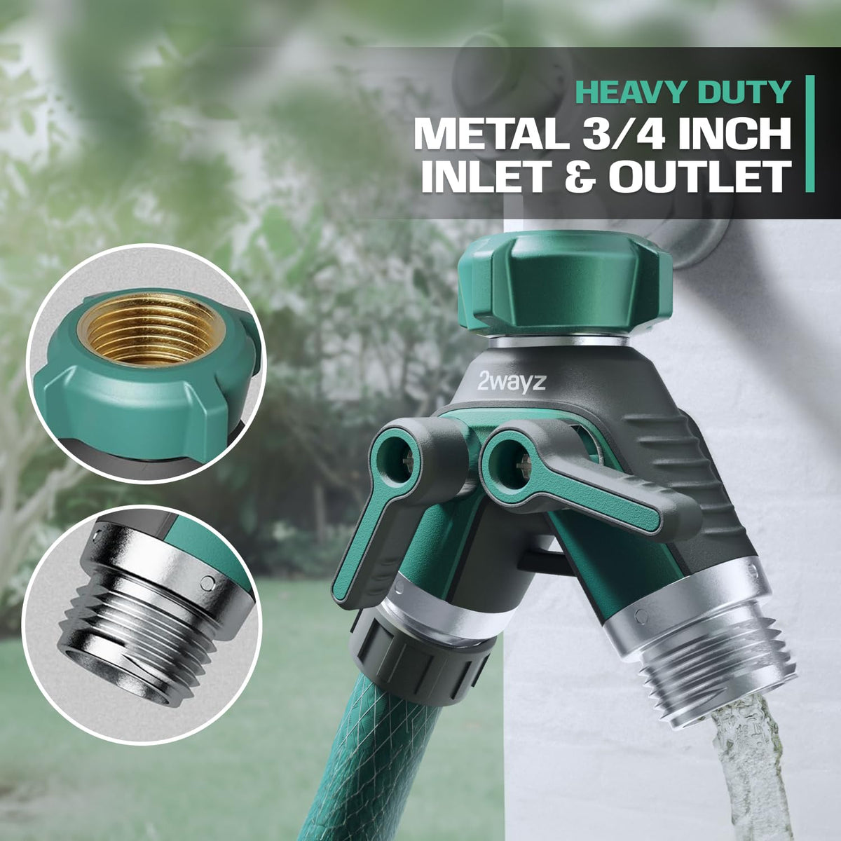 2WAYZ brass connection for leak-proof, corrosion-resistant performance.