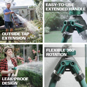 2WAYZ garden setup shows multi-outlet watering across areas.