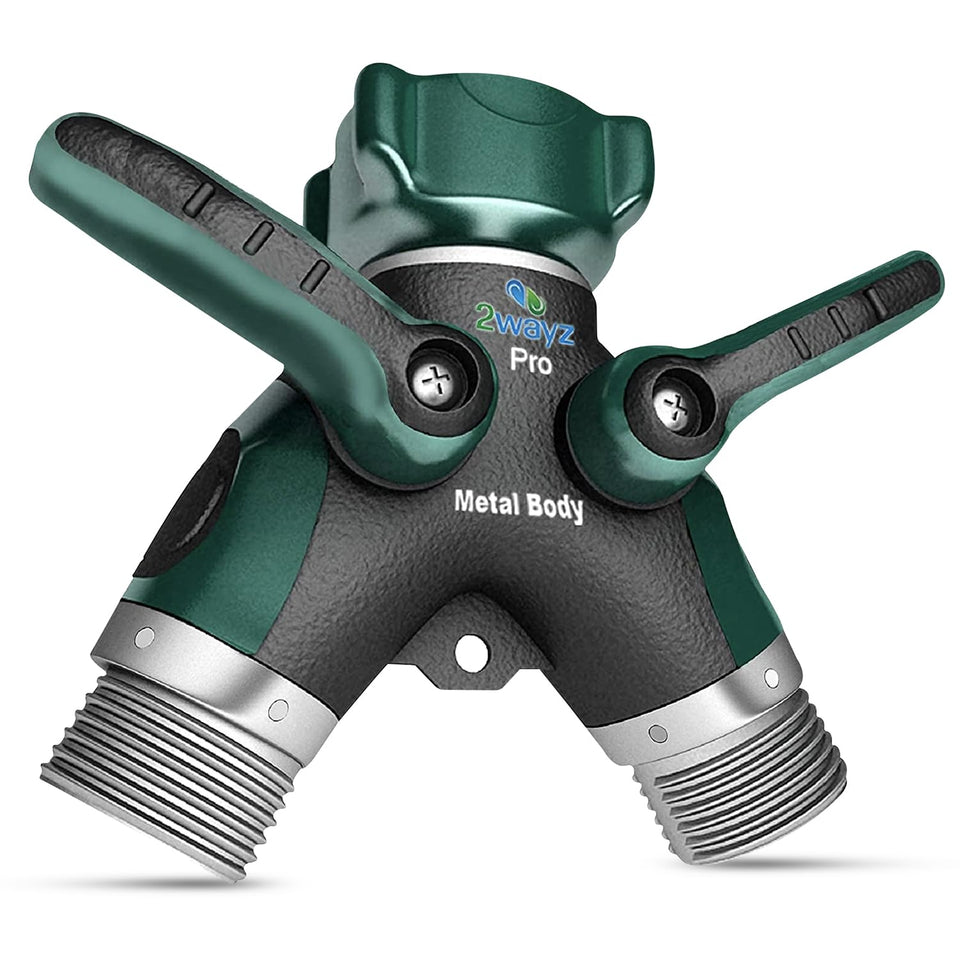 2WAYZ hose splitter all-metal construction for durable outdoor performance.