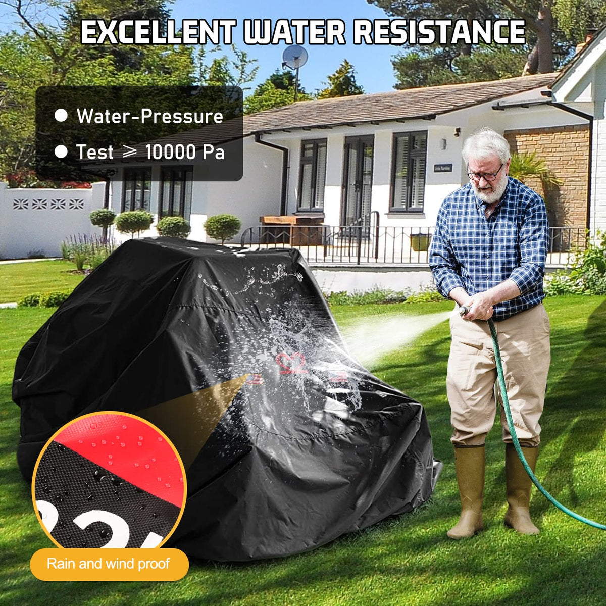 2win2buy heavy-duty 600D mower cover guards against rain and dust
