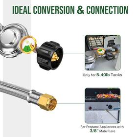 3/8-inch flare swivel detail on regulator for easy connection.