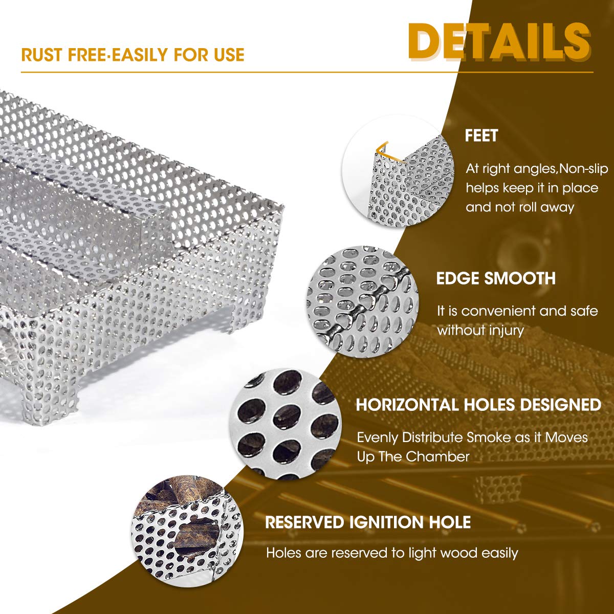 3 BUZZLETT pellet smoker tray top view emphasizes easy storage for small grills