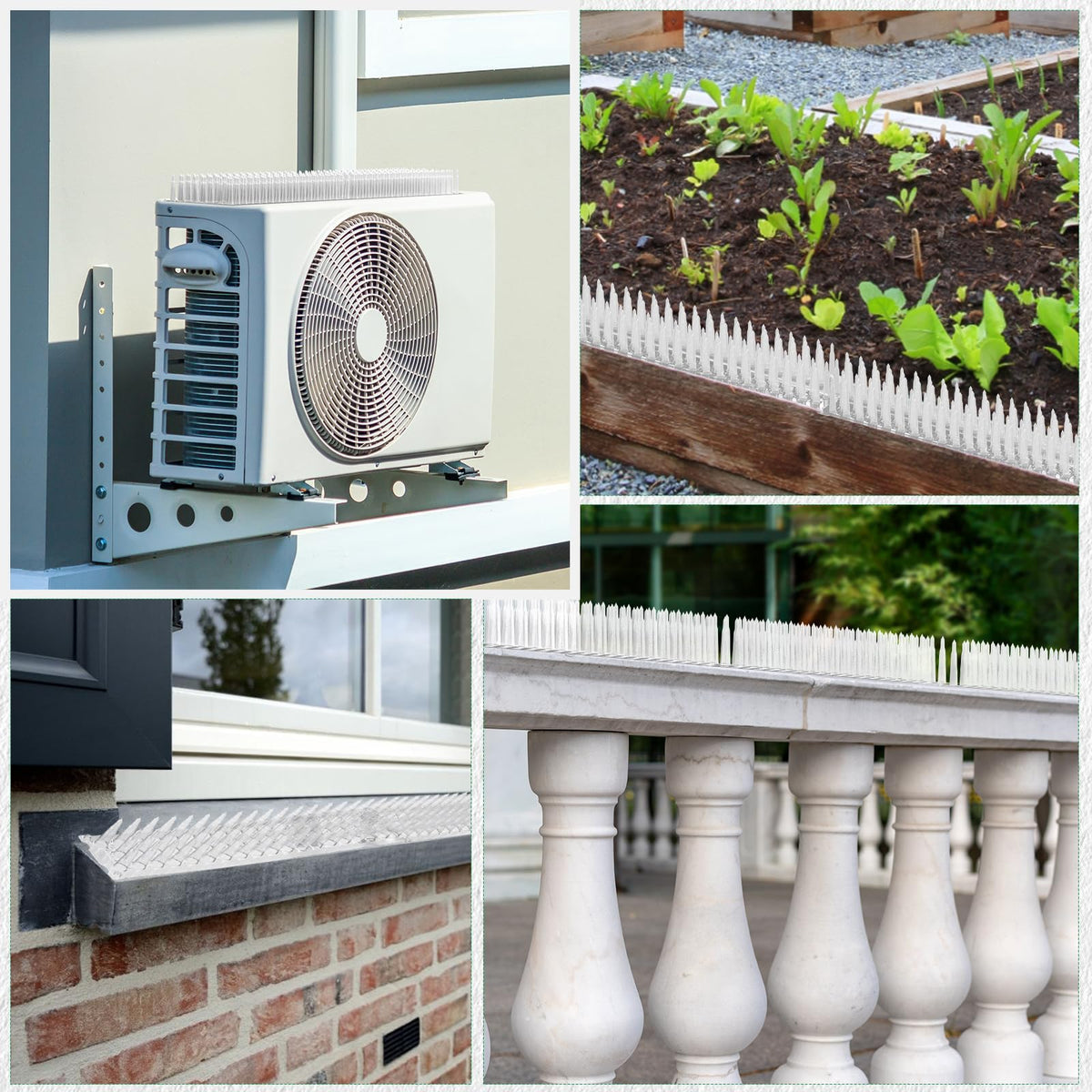 Weatherproof PVC spikes endure sun and rain for outdoor use