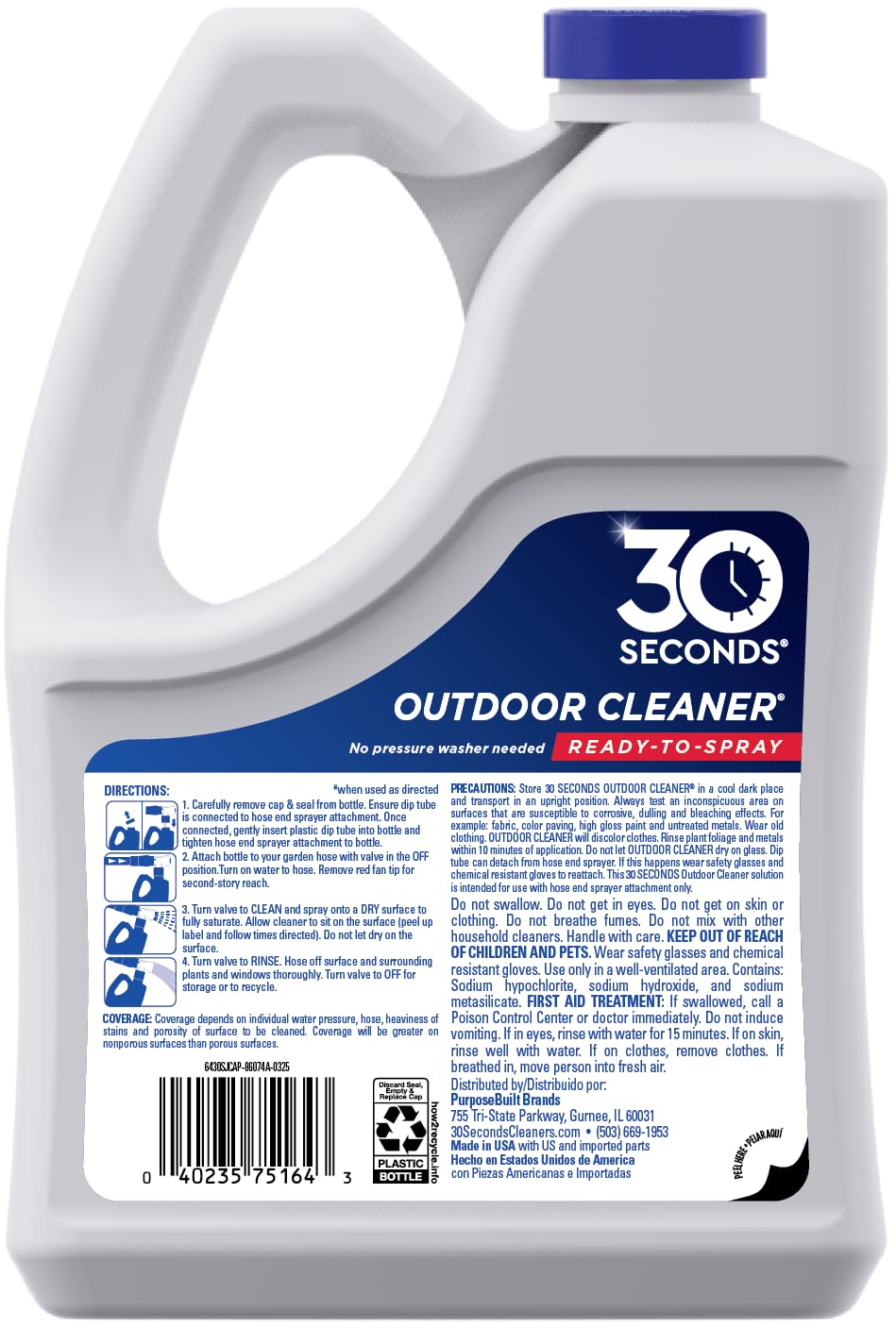 Algae stains being removed from siding with 30 Seconds Outdoor Cleaner