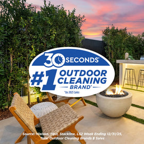 30 Seconds Outdoor Cleaner fence surface reveals brighter wood after rinse