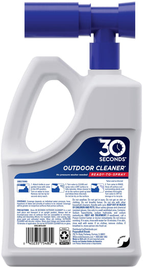 30 Seconds Outdoor Cleaner hose-end spray demonstrates easy, even coverage for fast cleaning