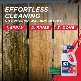 30 Seconds Outdoor Cleaner vinyl siding being cleaned with minimal effort