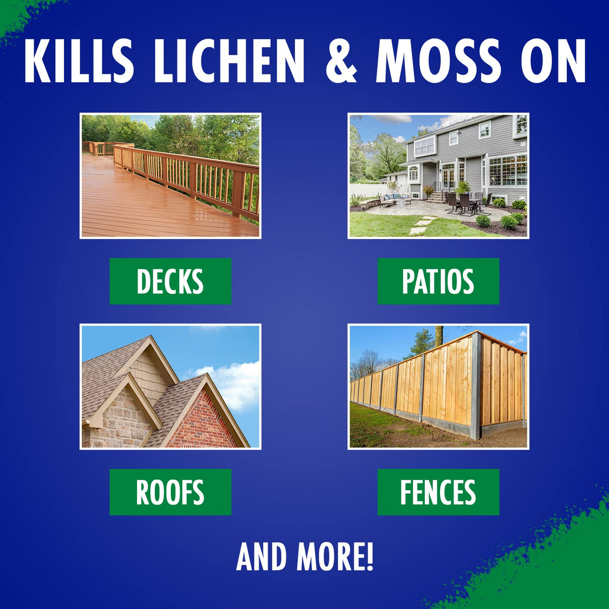 30 SECONDS Roof moss treatment on exterior surface.