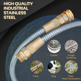 360 GADGET interlinking stainless steel hose prevents kinks for smooth water flow