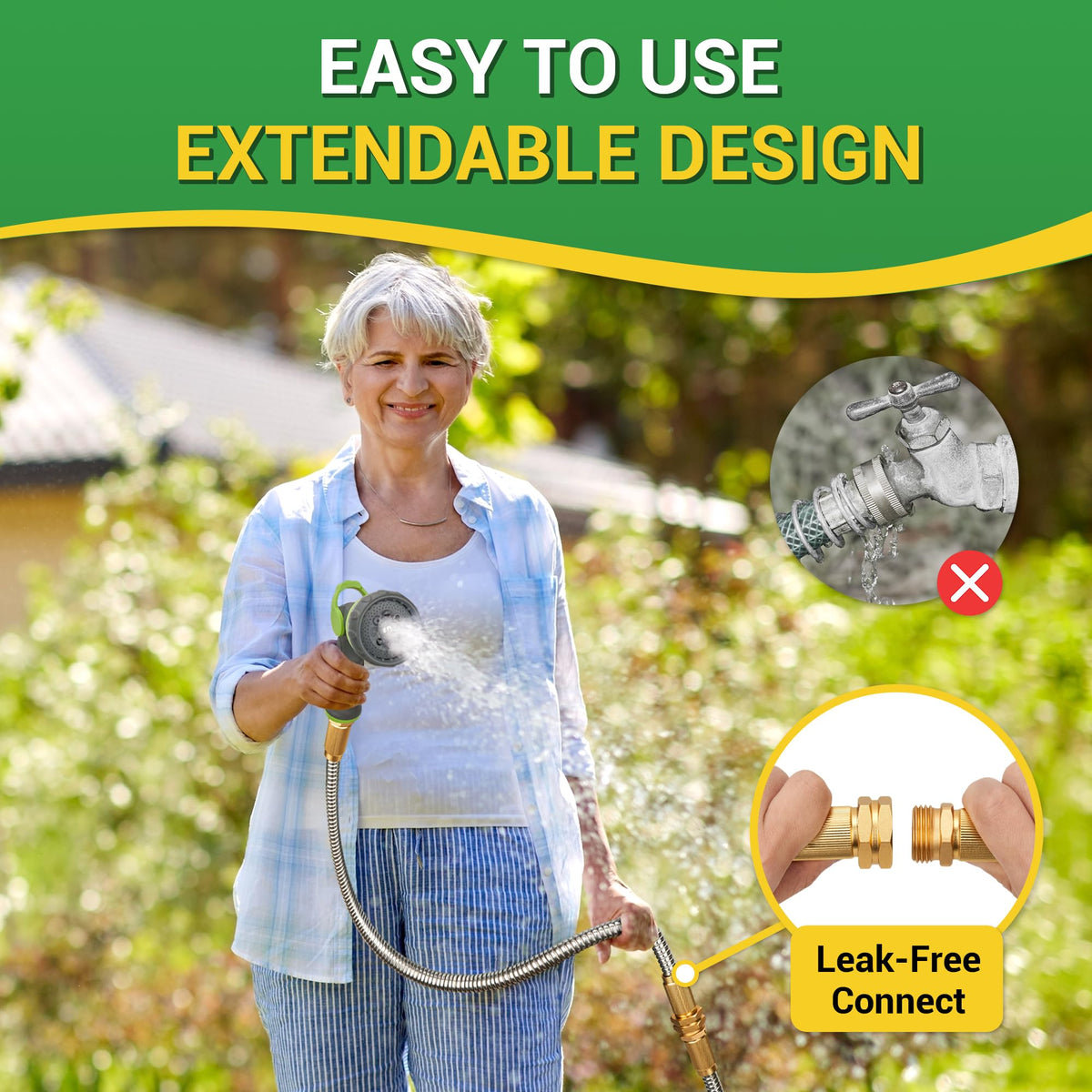 360 GADGET weather-durable hose withstands extreme temperatures for year-round use
