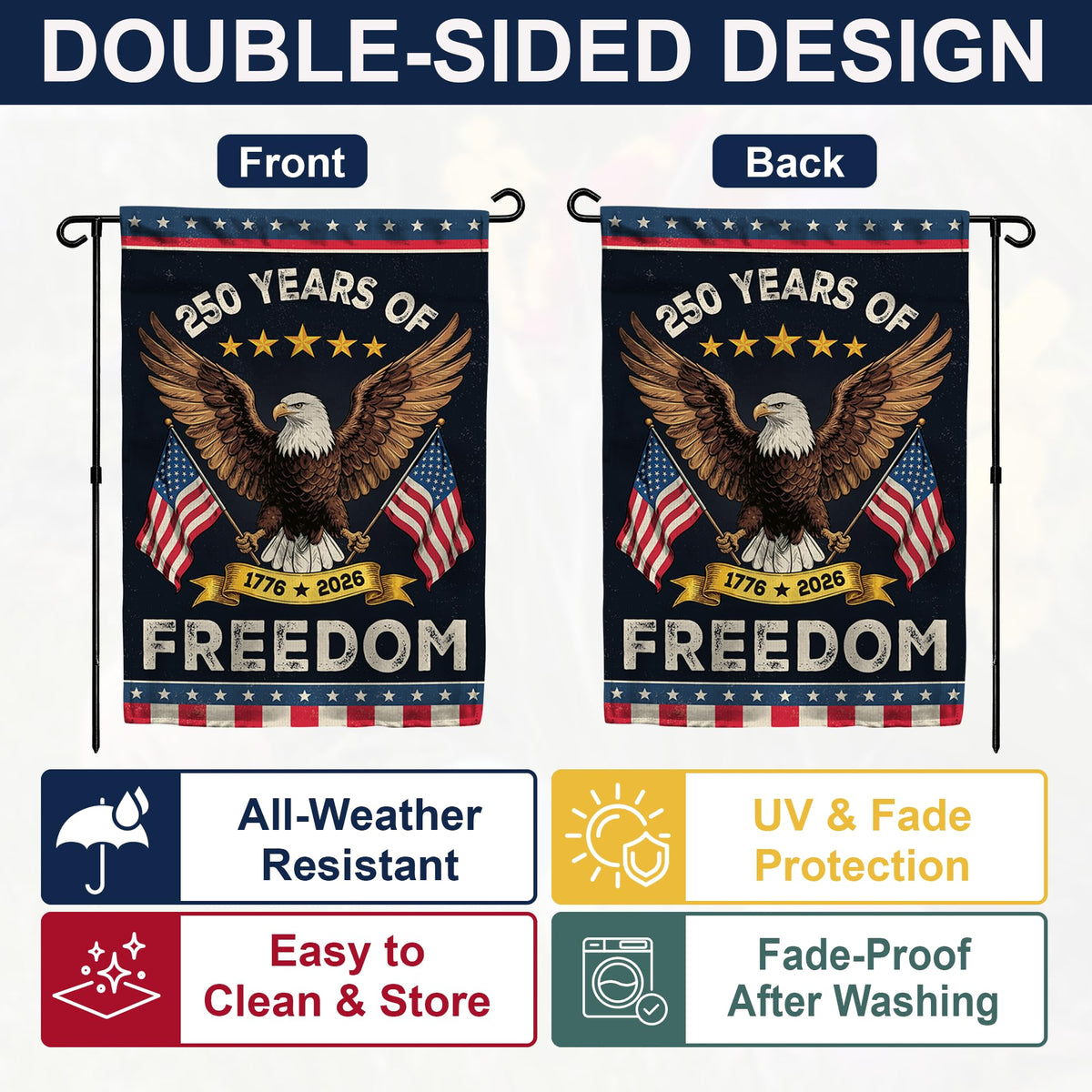 36AQUA flag back side matches the front with double-sided print for outdoor visibility.