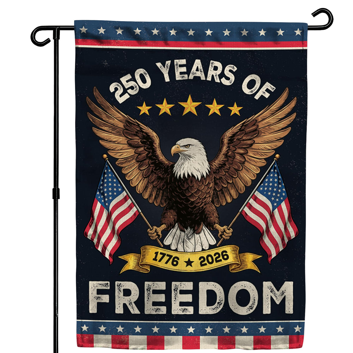 36AQUA 250th Anniversary flag front view with bold eagle design for outdoor display.