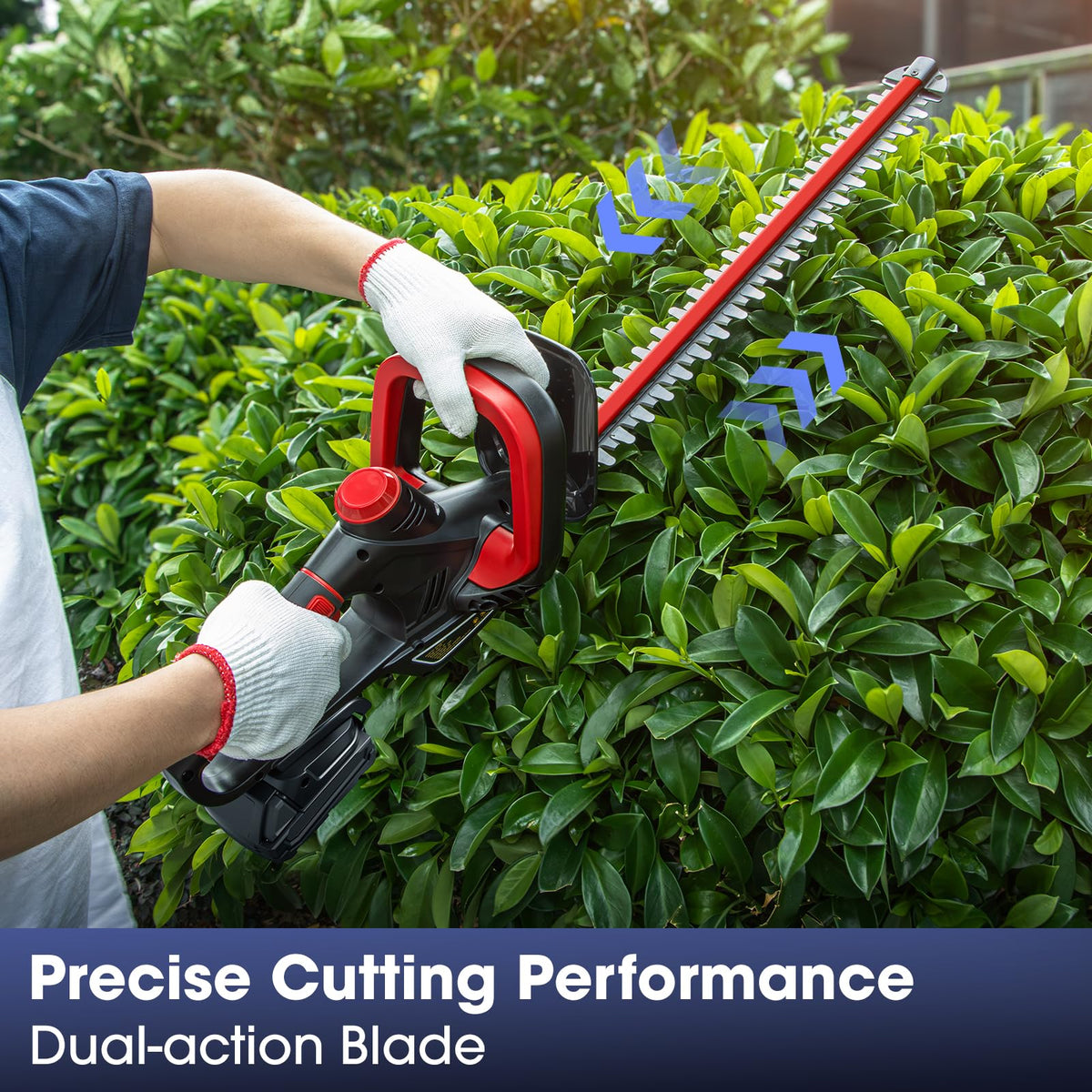 3D VO INN hedge trimmer displaying a 22-inch blade for precise cuts