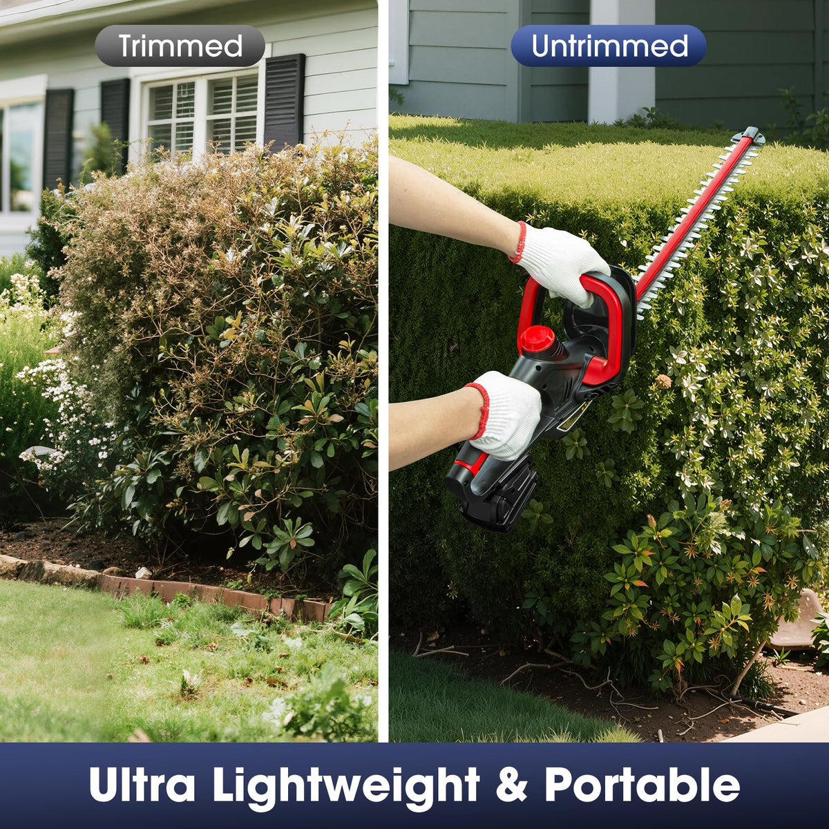 3D VO INN hedge trimmer featuring dual safety switches for safer operation
