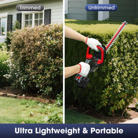 3D VO INN hedge trimmer featuring dual safety switches for safer operation