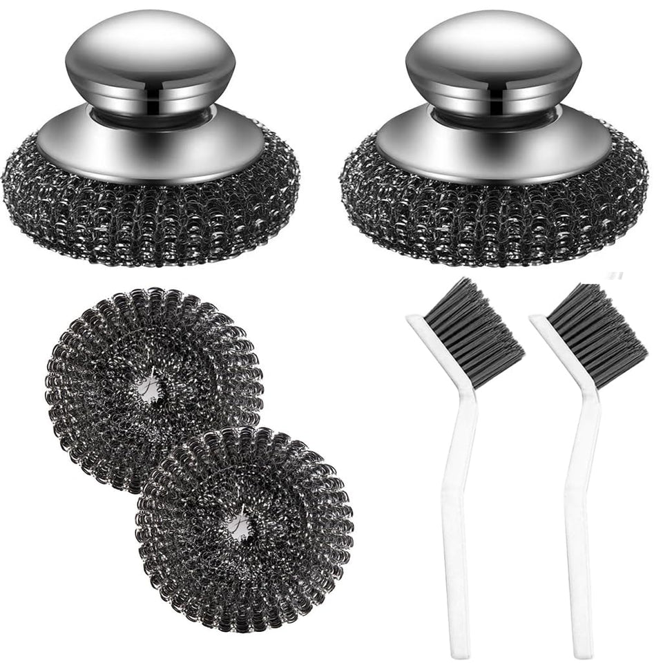 3SAIT steel wool scrubber with a handle for easy pot cleaning