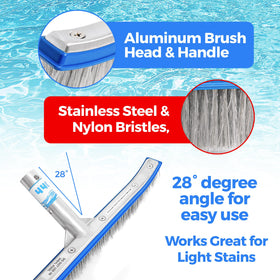 Reinforced aluminum frame on the pool brush for durability