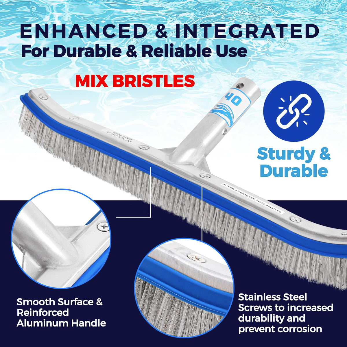 EZ clip attachment shows easy pole compatibility for the brush