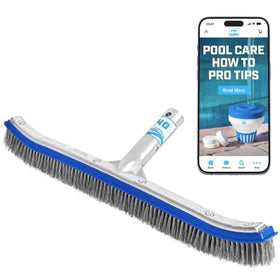 440 heavy-duty pool brush with 18-inch brush head and stainless steel bristles cleans tiles efficiently