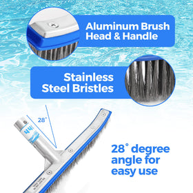 Durable aluminum back and plastic frame support long-lasting scrubbing on concrete surfaces