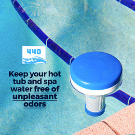 440 Mini Premium Floater demonstrates 0 to 13 flow positions for chlorine or bromine