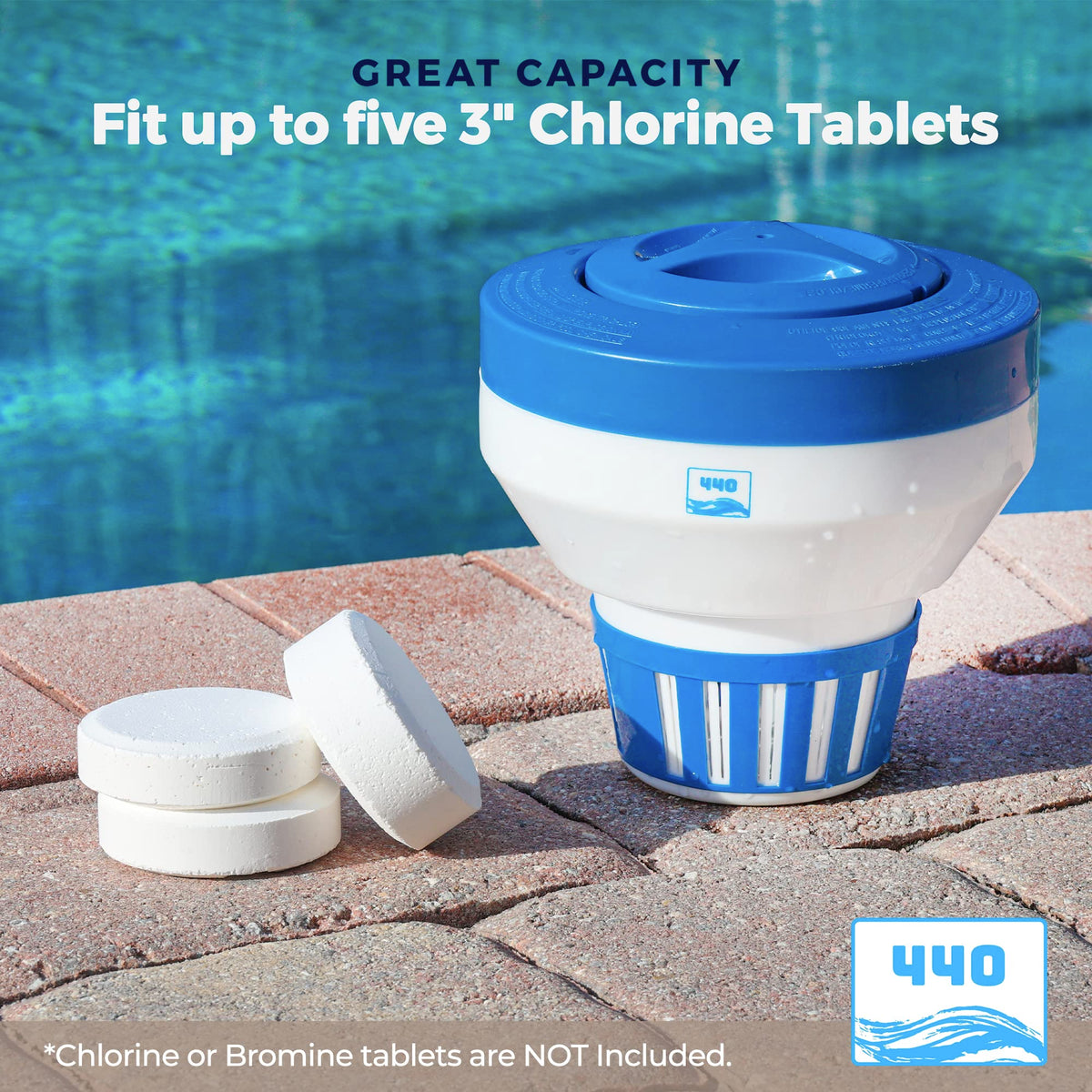 440 pool chlorine floater dispenser adjustable-flow vents enable customized chlorine release.
