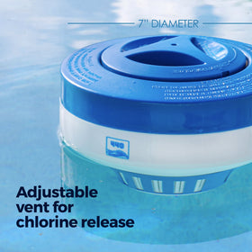 440 pool chlorine floater dispenser tablet compartment holds up to five tablets securely for steady release.