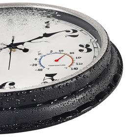 45MinST clock with built-in thermometer display for quick temperature checks.