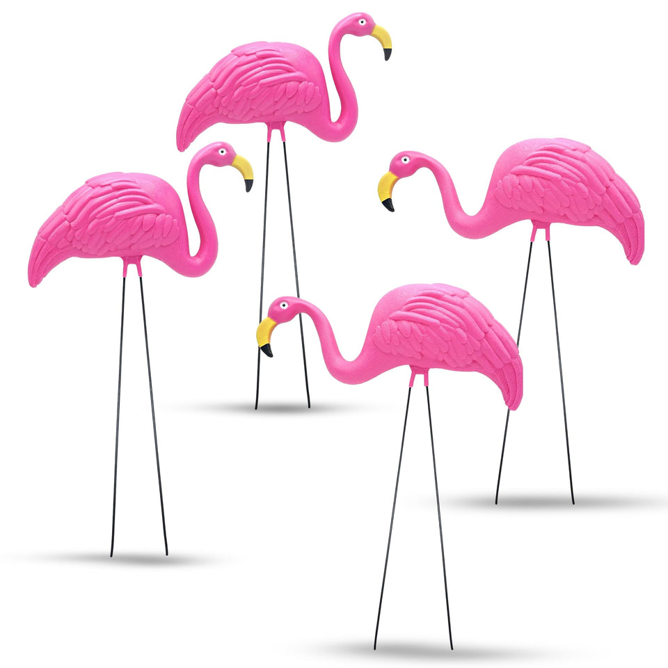 4E's Novelty 24in pink flamingos yard ornament on metal legs for a bold lawn focal point