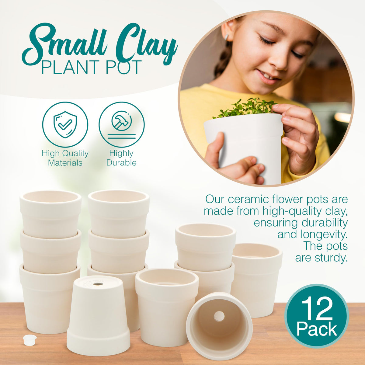 4E's Novelty ceramic pot with bottom drainage hole supports healthy root growth.