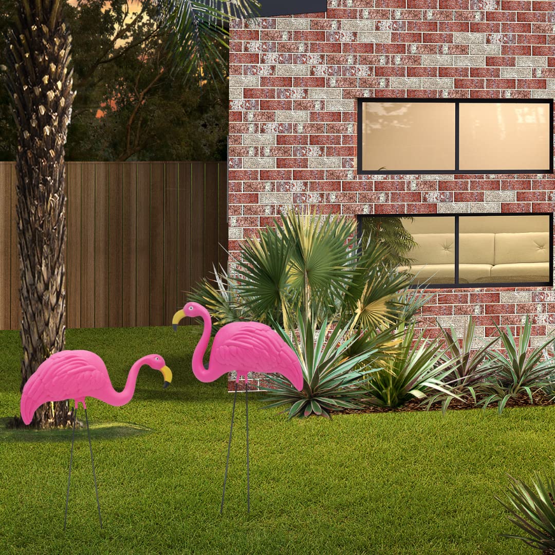 Decorative flamingos for outdoor display that are easy to position