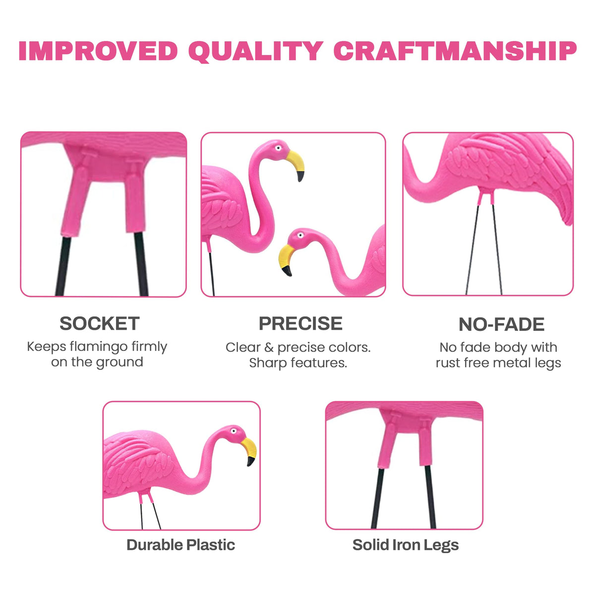 Pink flamingos garden statues ideal for patios and entryways