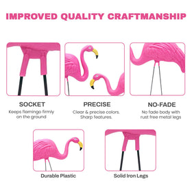 Pink flamingos garden statues ideal for patios and entryways