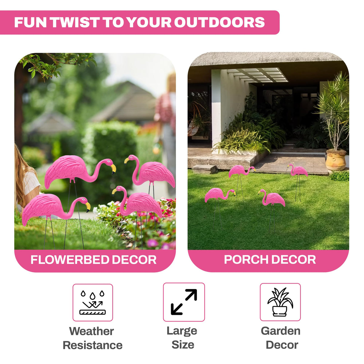 4E's Novelty garden flamingos for patios bringing tropical whimsy to outdoor spaces