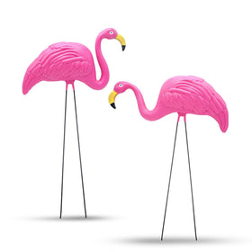 4E's Novelty pink flamingos yard decor set of two stands 24 inches tall