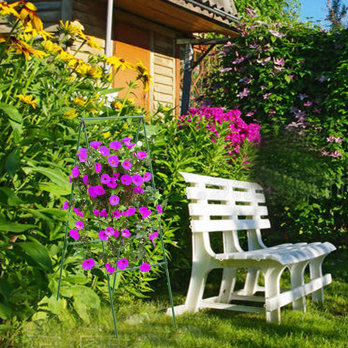 7Queen Adjustable garden trellis shows size modification for diverse climbing plants